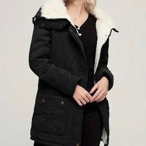 zip-up button front coat casual thermal long sleeve pocket coat for winter warm